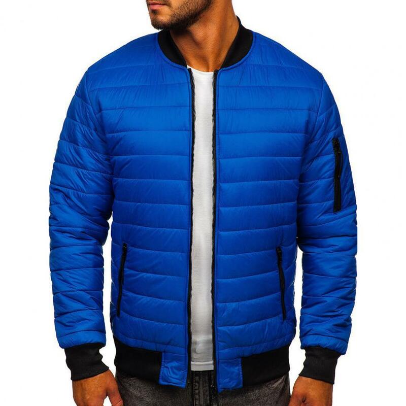 Jaqueta leve para baixo puffer masculina, casaco térmico, gola stand, inverno