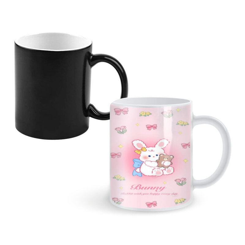 Cute Bunny Cartoon Coffee Mugs Color Change Tea Cup Milk Cups Interesting Gifts