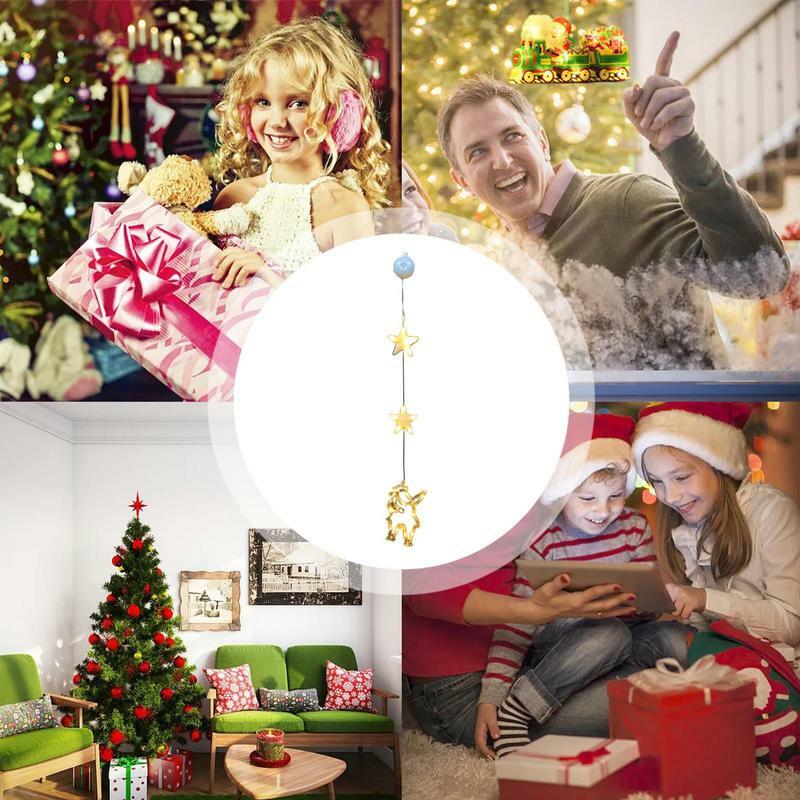 Lumières de fenêtre suspendues à LED de Noël, à piles, toile de fond, manteaux, arbres de Noël, guirlandes murales
