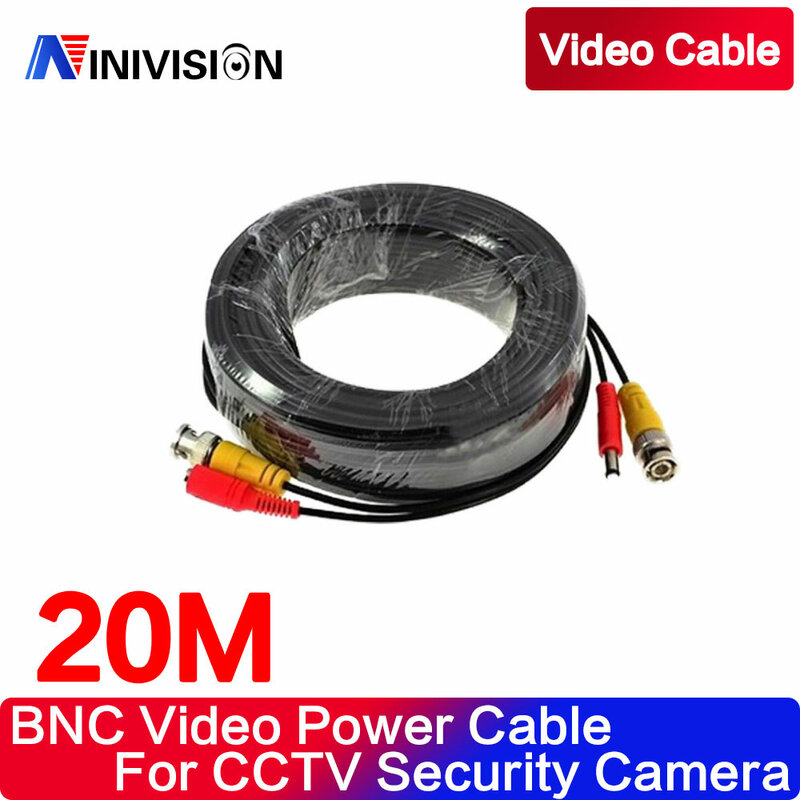 كابل سيامي للفيديو BNC ، ملحقات كاميرا CCTV جديدة ، طقم DVR ، طول 20 متر و 65 قدم