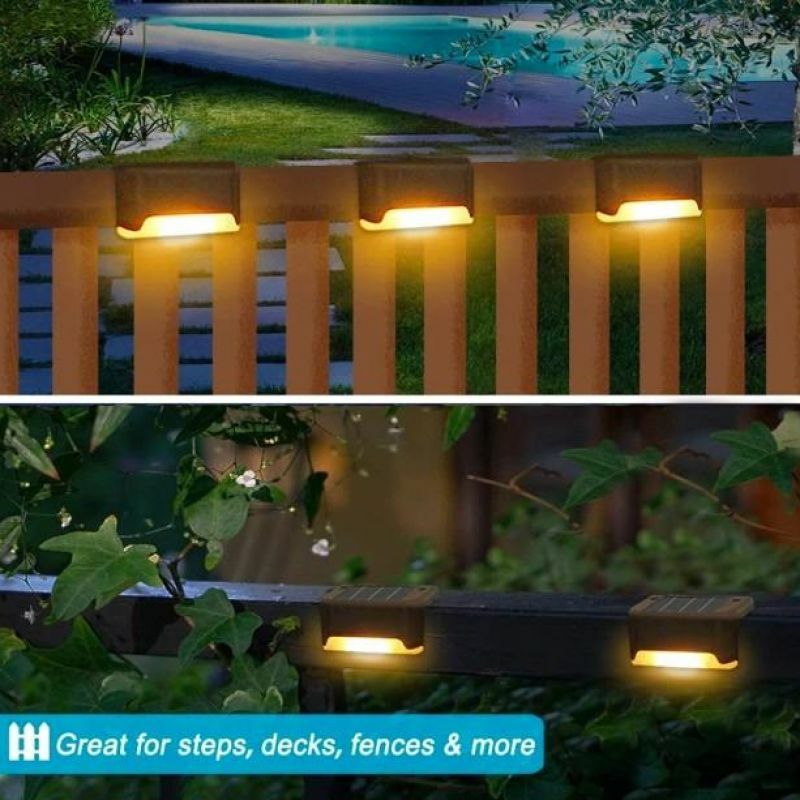 Солнечная подсветка для лестницы, внешняя водонепроницаемая Настенная подсветка, освещение для сада, ландшафта, палубы, балконного забора, солнечные светильники