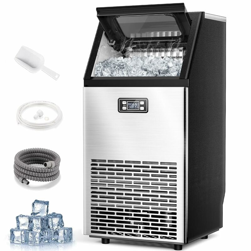 V 2,0 kommerzielle Eismaschine, lbs, 2-Wege-Wasserzusatz, Selbst reinigung der Eismaschine unter der Theke, Eismaschine mit 24-Stunden-Timer, 33 lbs