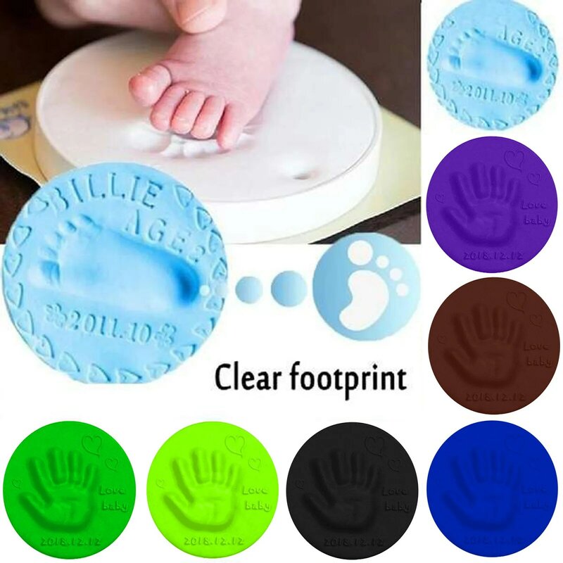 Neue Baby Fußabdruck ultraleichte Stereo Baby pflege Luft trocknung weicher Ton Baby Hand Fuß abdruck Kit Casting DIY Spielzeug Pfote Druck Pad10 *