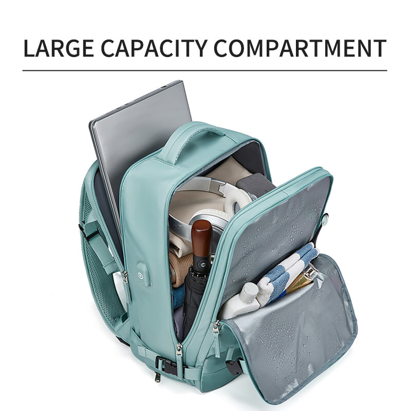 กระเป๋าเป้สะพายหลังใส่แล็ปท็อปสำหรับผู้หญิงขนาด15.6นิ้วกระเป๋าเป้สะพายหลังสำหรับนักเรียนผู้หญิงชาร์จไฟผ่าน USB รองเท้าอิสระเป้กระเป๋าเดินทางกระเป๋าเป้สะพายหลังกลางแจ้ง