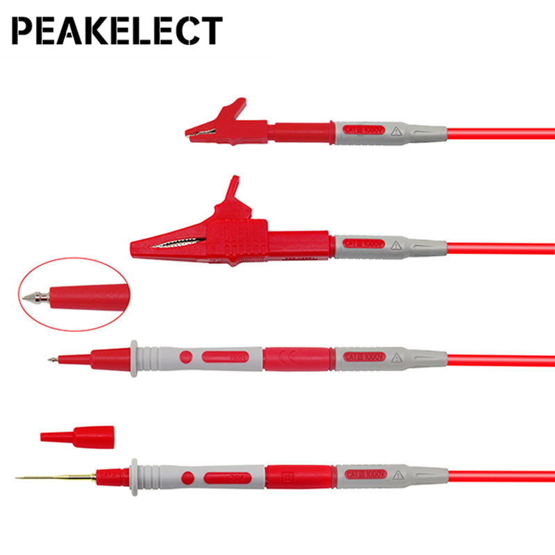Peakelect P1600A Multimeter Test Lead Kit 4mm Banana Plug Automotive Set 100cm Cable Wire Test Probe Alligator Clip