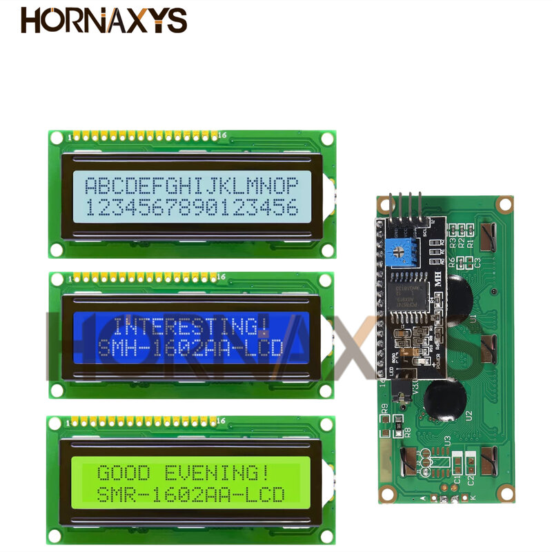 Arduino用LCDディスプレイインターフェイスモジュール,青,黄色,緑の画面,16x2文字,pcf8574t,pcf8574,iic,i2c,5v