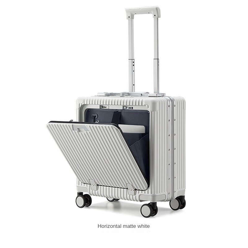Sarung bagasi 18 inci, koper Multi fungsi pengikat depan bingkai aluminium kata sandi troli