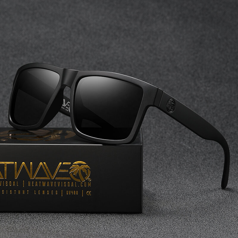 Gafas de sol polarizadas para hombre, lentes de sol cuadradas con ondas de calor, revestimiento de estilo de vida, UV400, colores a juego con caja, 2023