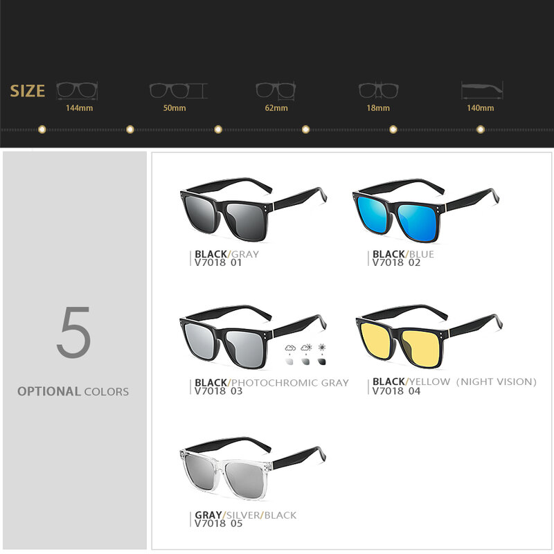 Солнцезащитные очки YOOLENS поляризационные для мужчин и женщин, для рыбалки, с квадратными фотохромными линзами, UV400, для гольфа, вождения