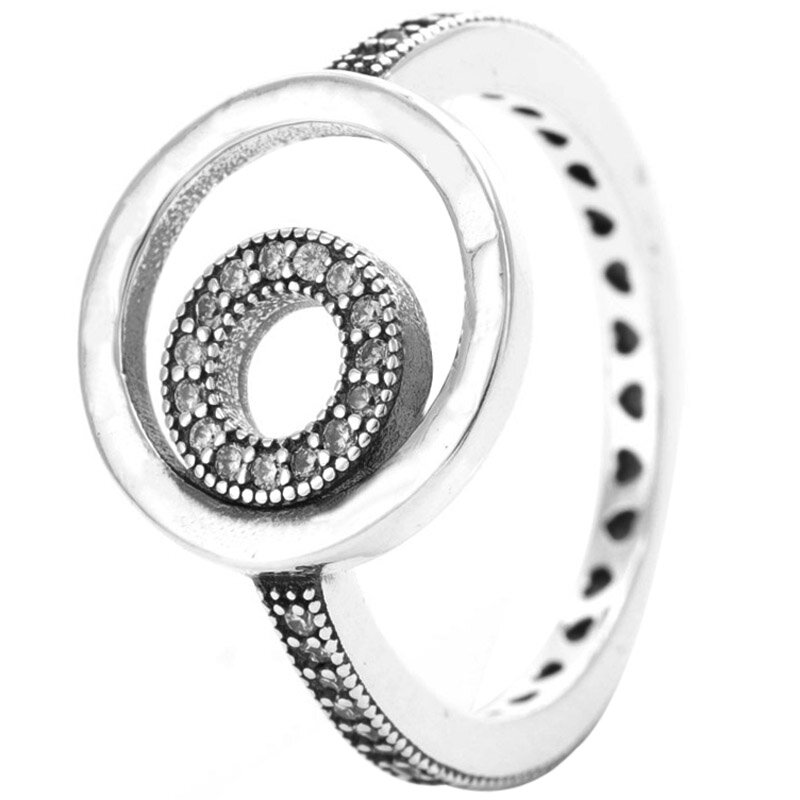 Authentic 925 Sterling Silver Ring Pave & Beads Signature Diadem Crown I-D Rings With Crystal For Women Gift DIY Jewelry