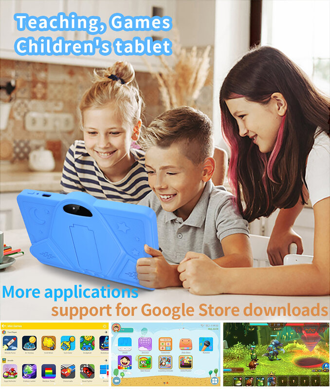 BDF-Tableta Android de 7 pulgadas para niños, Tablet con Google Play, Quad Core, 32GB de ROM, cámaras duales, Bluetooth, 5G, WiFi, regalos para niños, novedad de 2024