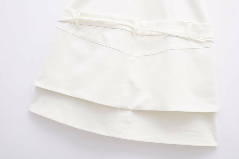 Damska nowa elegancka moda z paskiem kieszonkowa dekoracja Slim Backless Mini sukienka Retro bez rękawów szeroki pasek damska sukienka Mujer