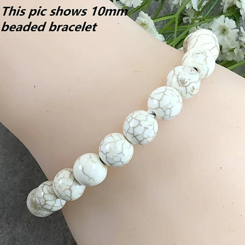 Bracciale turchese magnesite bianco avorio, protezione per alleviare l'ansia curativa bracciale Boho elastico calmante 4mm 6mm 8mm 10mm 12mm