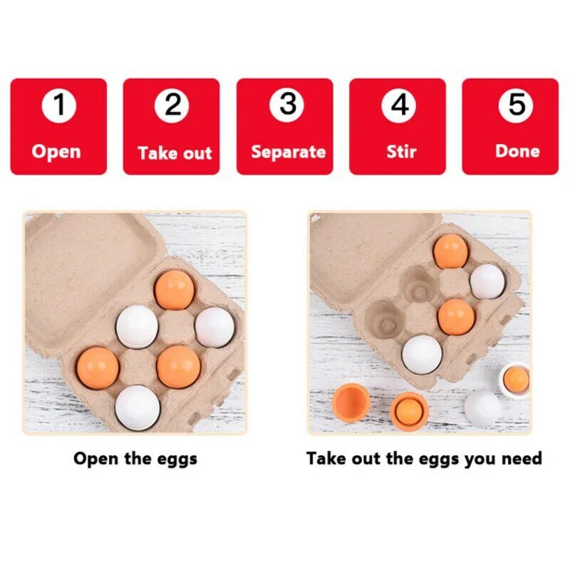 6 Buah Telur dengan Kotak Mainan Dapur Berpura-pura Belajar Memasak Makanan Mainan Bayi Pendidikan untuk Anak-anak Hadiah Aksesori Simulasi