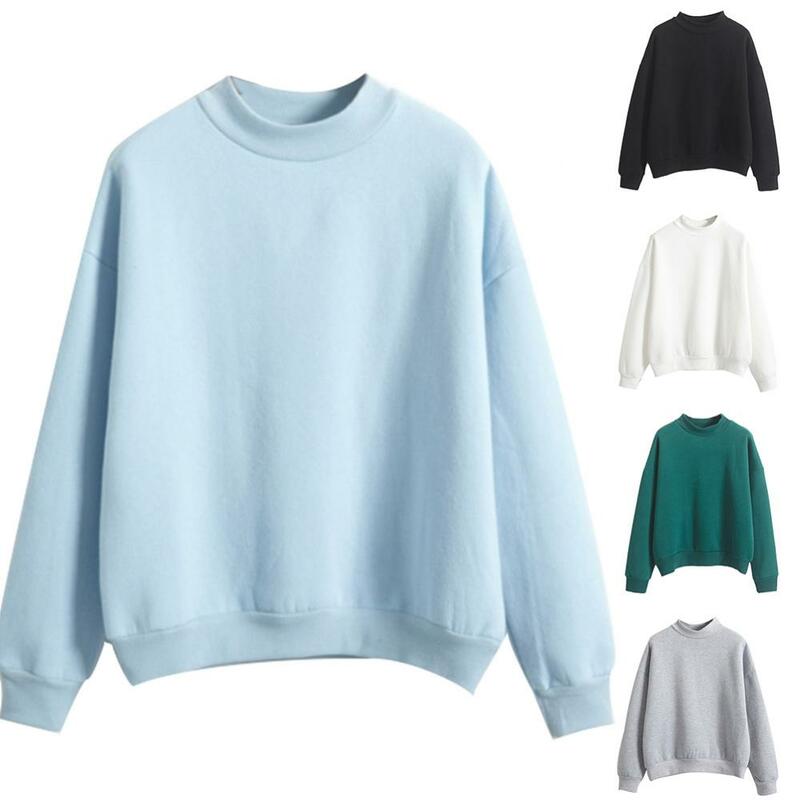 Cotton sweatshirt for women loose top clothing versatile and plush spring and autumn solid color jacket trendy