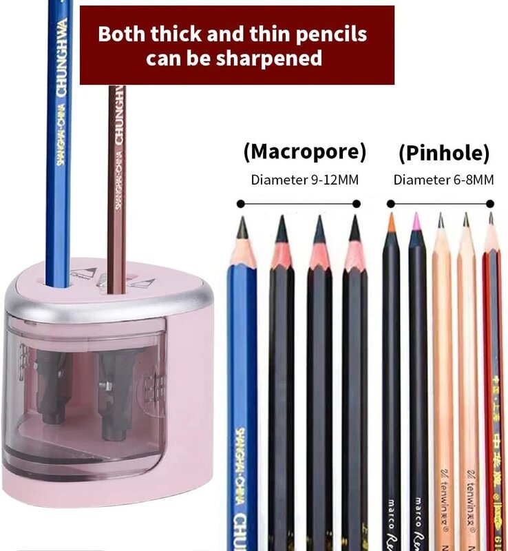 Tenwin ใหม่2-Hole ไฟฟ้าอัตโนมัติดินสอ Sharpener สลับ Sharpener ดินสอสำนักงานบ้านอุปกรณ์โรงเรียนเครื่องเขียนงานศิลปะ
