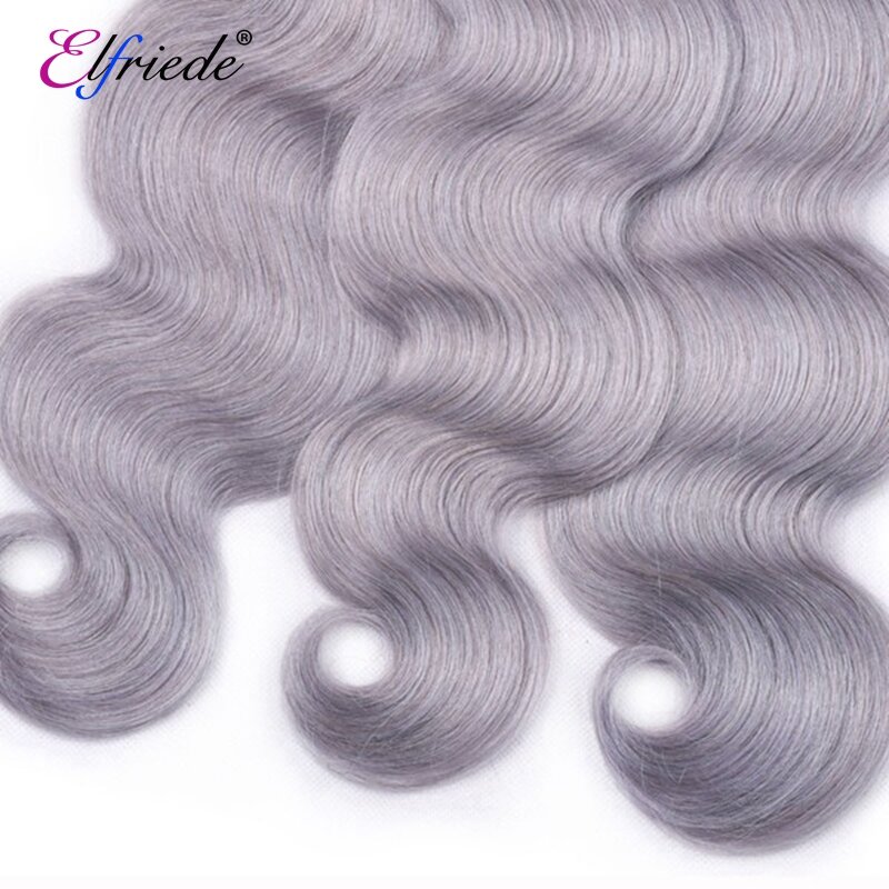 Elfriede Pure Grey Body Wave Colored Human Hair Bundles 100% Human Hair Extensions Brazilian 3/4 Bundles Deals Human Hair Weaves