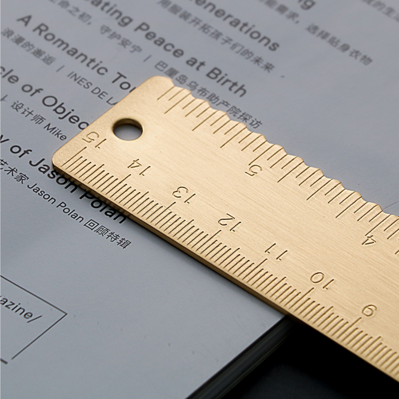 Латунная линейка 15 см, золотистый измерительный инструмент с двумя единицами измерения толщины, медная линейка, золотистый латунный измерительный инструмент с