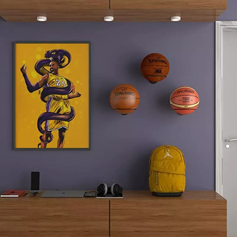 Étagère murale polyvalente en fer T1 pour placement de ballons, présentoir pour basket-ball et football