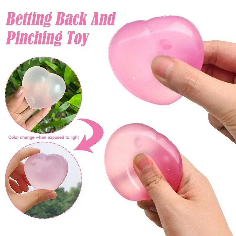 1Pc Changing Color Heart Squeeze Toy Sequins Love Fidget Toy Pinch Kneading Toy Stress Reliever Toy Kid Favor