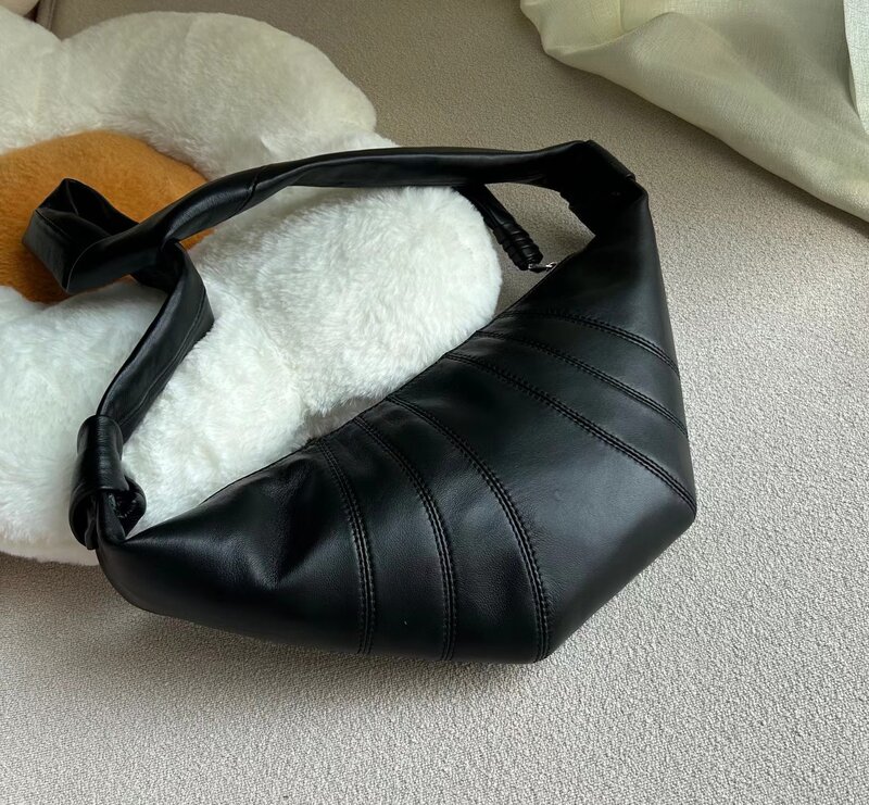 フランスの効果のある女性のためのヴィンテージブラックテクスチャードカジュアルスタイルのメッセンジャーバッグ