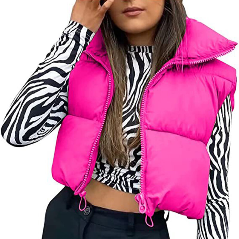 Women Casual Workout Vest Top Cropped Puffer Vest Coat for Daily life Work Shopping