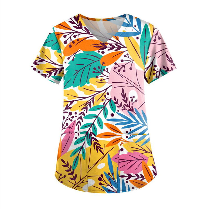 Camisetas para mujer, Top abstracto, ropa Tie-dye, uniforme de enfermera, camiseta con patrón pintado, camisetas de cielo, camisetas con bolsillo de galaxia