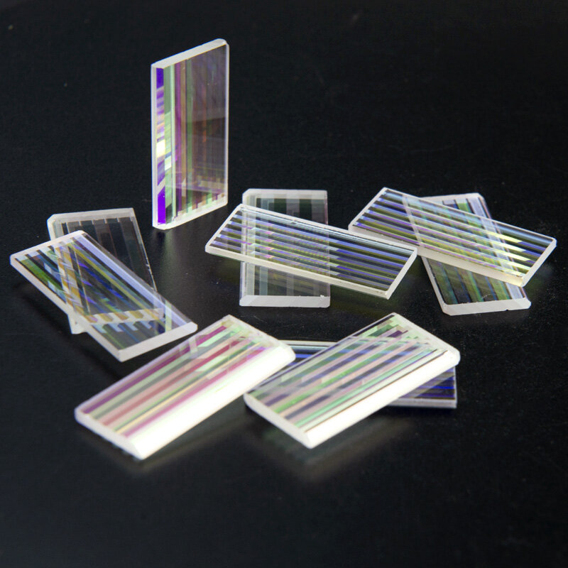 10Pcs รูปสี่เหลี่ยมผืนผ้า Prism Dichroic Prisma Stained Glass Optical ทดลองเครื่องมือตกแต่งบ้าน Art สร้อยคอ DIY ออกแบบ Lentes