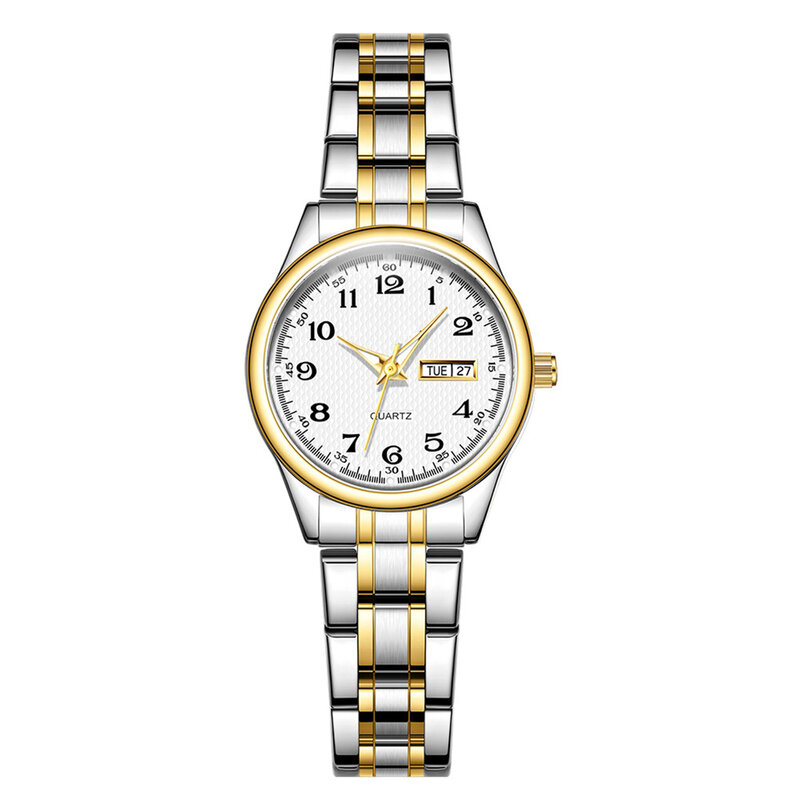 Woman Classic 28mm Watch  Simple Quartz Watch with Double Calendar for Outside Office Business Meeting