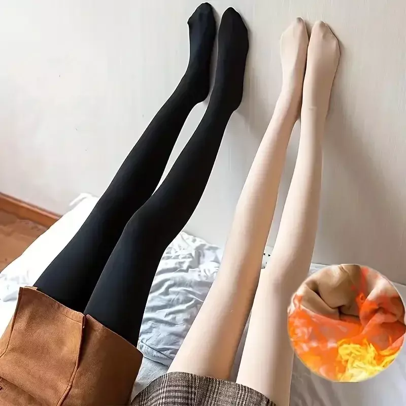 Women Winter Leggings Warm Leggins High Waist Solid Color Velvet Female Thickened Velvet Leggings Stretchy Black Skin Leggings