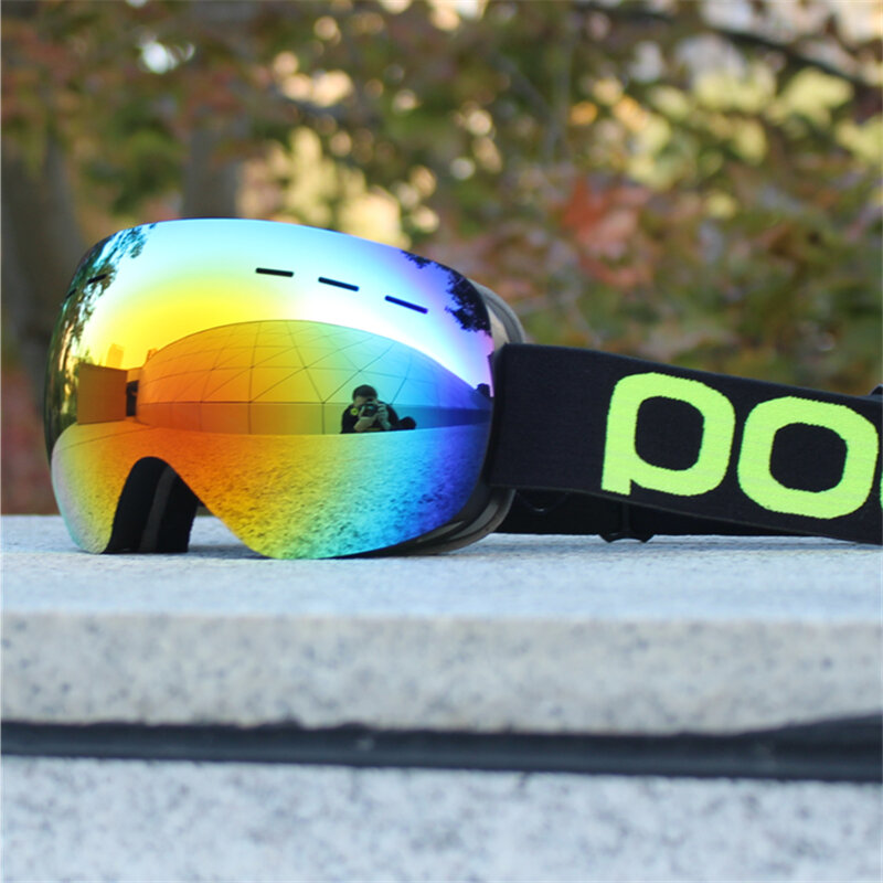 Kacamata Ski pria wanita, lensa mata anti-kabut Ski salju dengan masker lapisan ganda UV400 papan salju