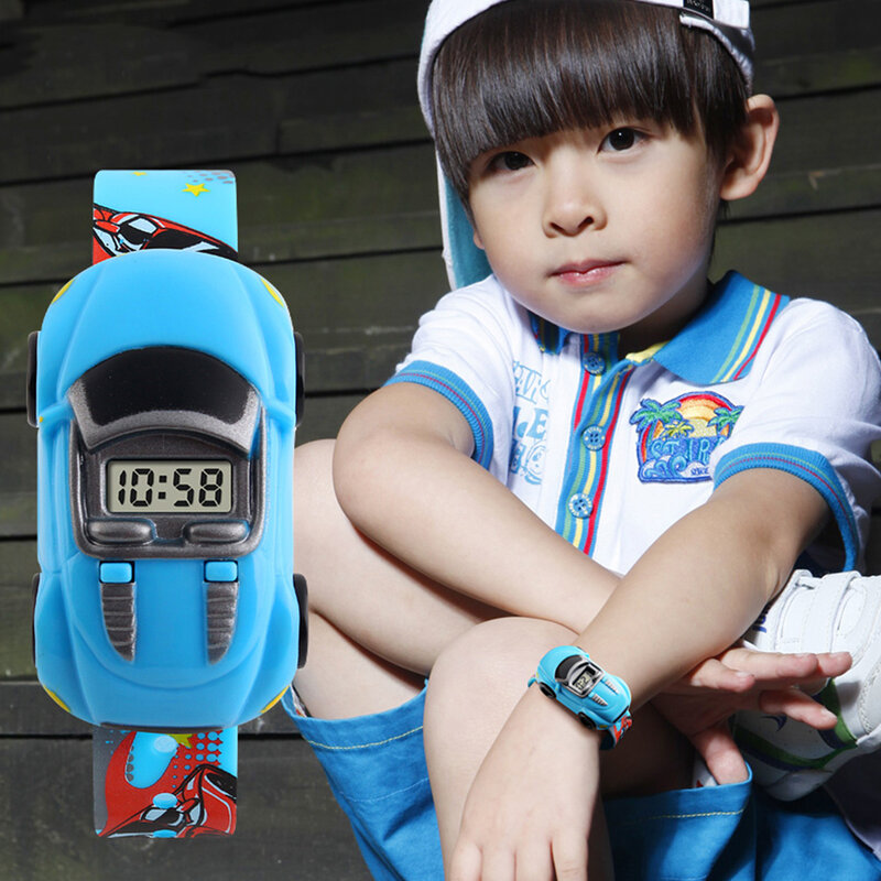Creative Cartoon Car Children Watch Toy for Boy Baby Fashion Electronic Watches Innovative Car Shape Toy Watch Kids Xmas Gift