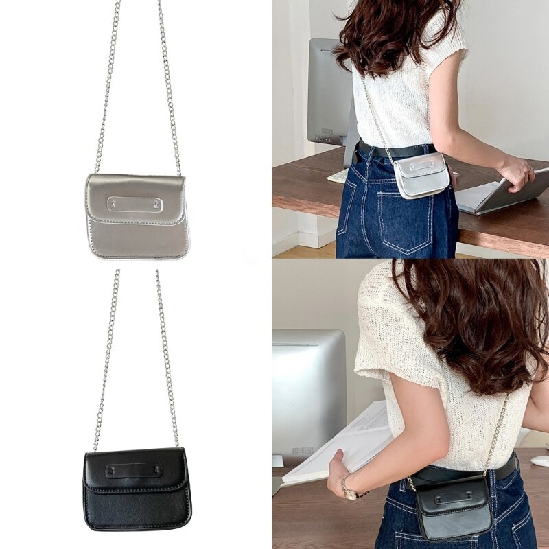 Сумка кросс-боди Женская из экокожи, модный миниатюрный клатч с маленьким держателем для телефона, сумочка-клатч, повседневный чемоданчик на ремне с цепочкой