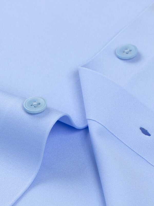 Chemises d'affaires boutonnées à manches longues pour hommes, mélange de nylon et d'élasthanne, monochromatique, respirant, légèrement commandé, confortable et somptueux
