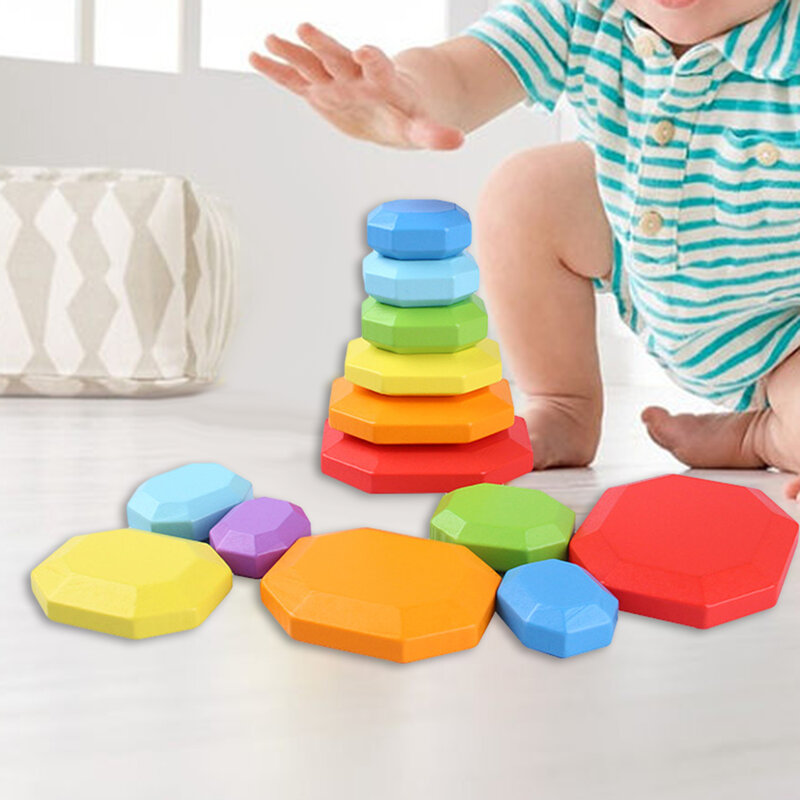 7 Stück Holz balancieren Stapeln Stein Hände auf Montessori Spielzeug für Kind 3 Jahre bis Kinder Jungen Mädchen Weihnachts geschenke