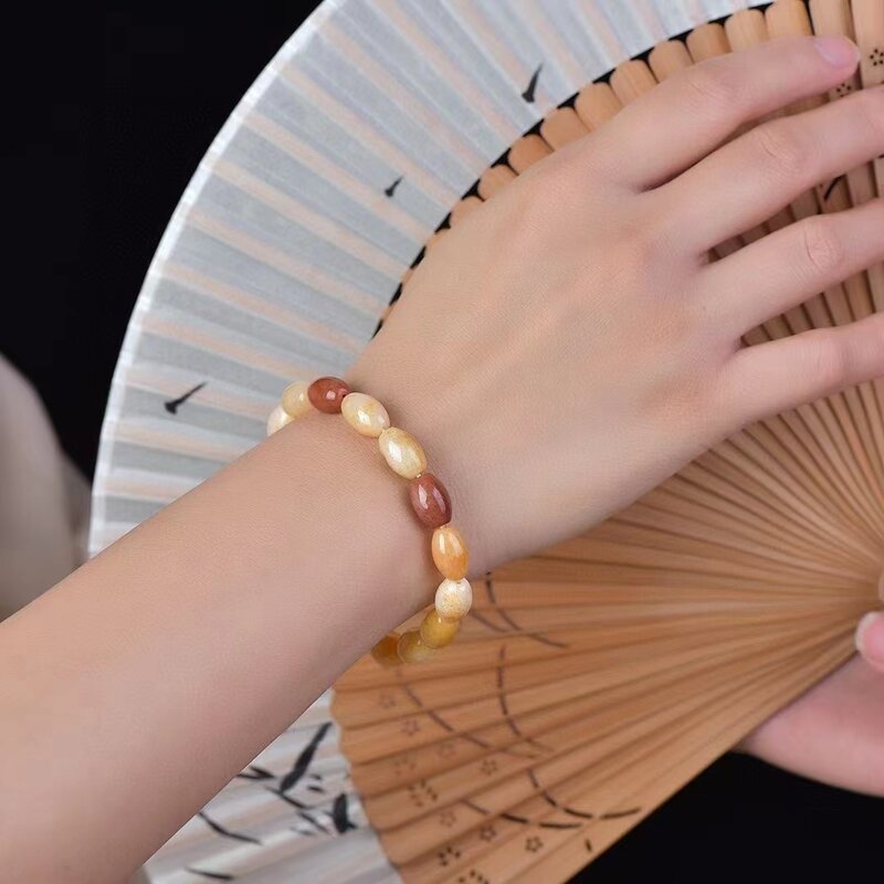 Gobi Jade rantai tangan alami batu warna-warni gelang wanita elastis jimat gelang batu permata aksesoris Fashion pesona perhiasan