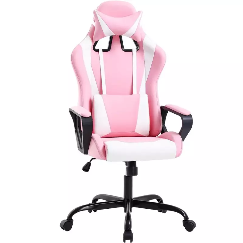 Cadeira ergonômica giratória Gaming com apoio lombar, cadeiras executivas, cadeira do computador de rolamento, rosa