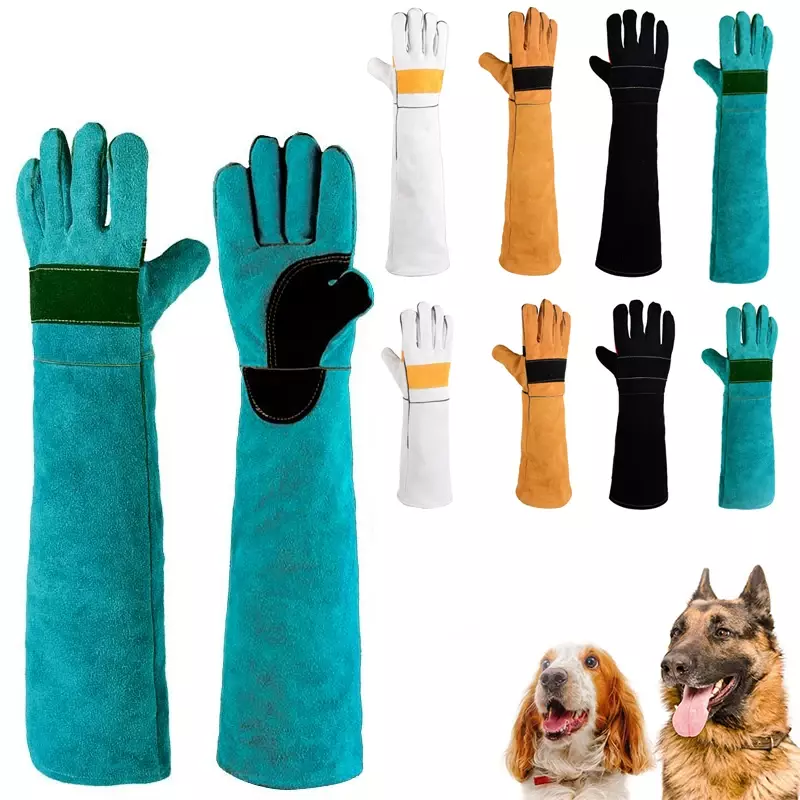 Gloves for Dog Accessories Cowhide Leather Anti Bite Scratch Protective Gloves Snake Lizard Cat Gardening Pet Products Gloves