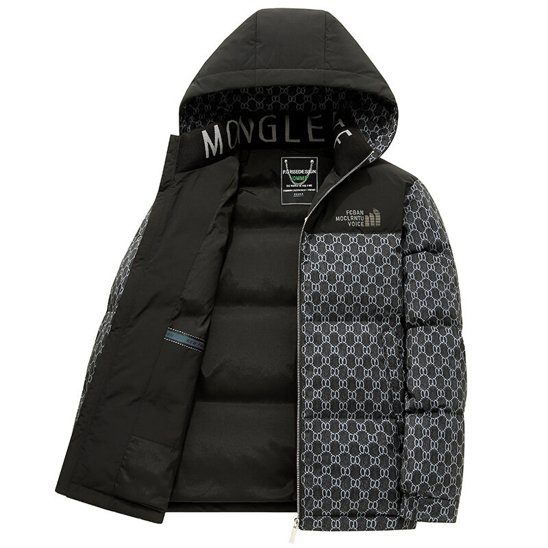 프린트 후드 짧은 두꺼운 방수 방풍 퍼퍼 재킷, 저렴한 버전, 신제품