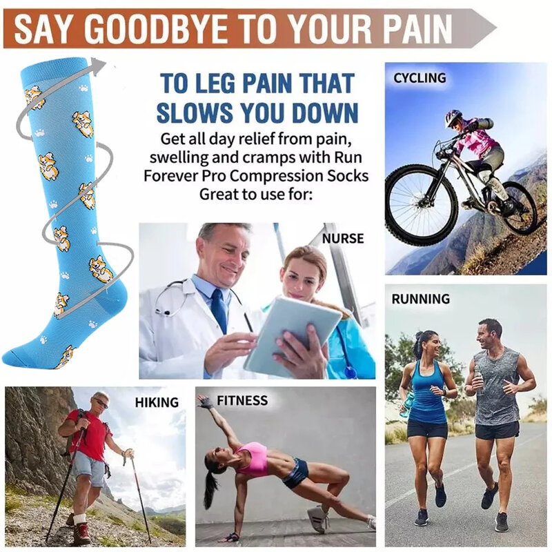 6 Pairs Compression Socks For Men Women Varicose Veins Swelling Pregnancy 20-30mmhg Sports Socks Elastic Outdoor Running Cycling