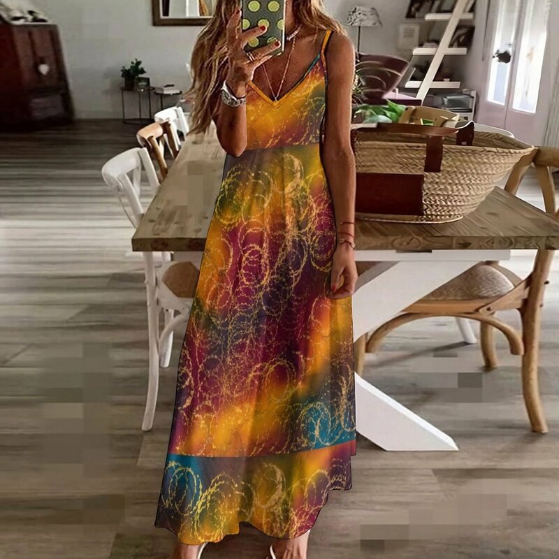 Colorful Circles Sleeveless Dress party dress women elegant luxury dresses for women