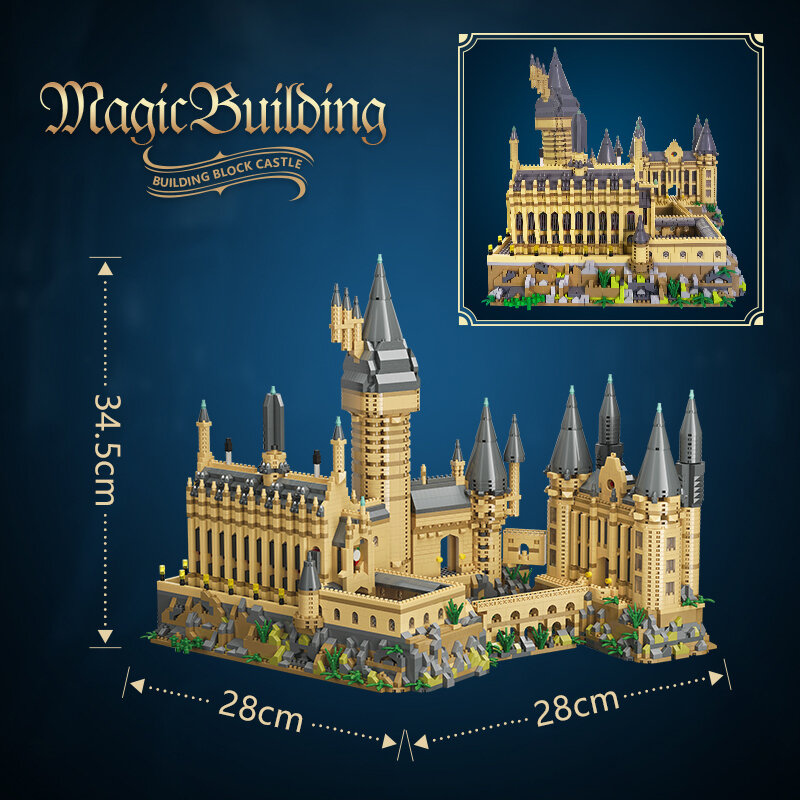 Set blok bangunan Mini MOC 6000 + buah hadiah mainan Harry Potter bata untuk anak-anak dewasa Sihir Hogwarts Castle Blok 3.5mm