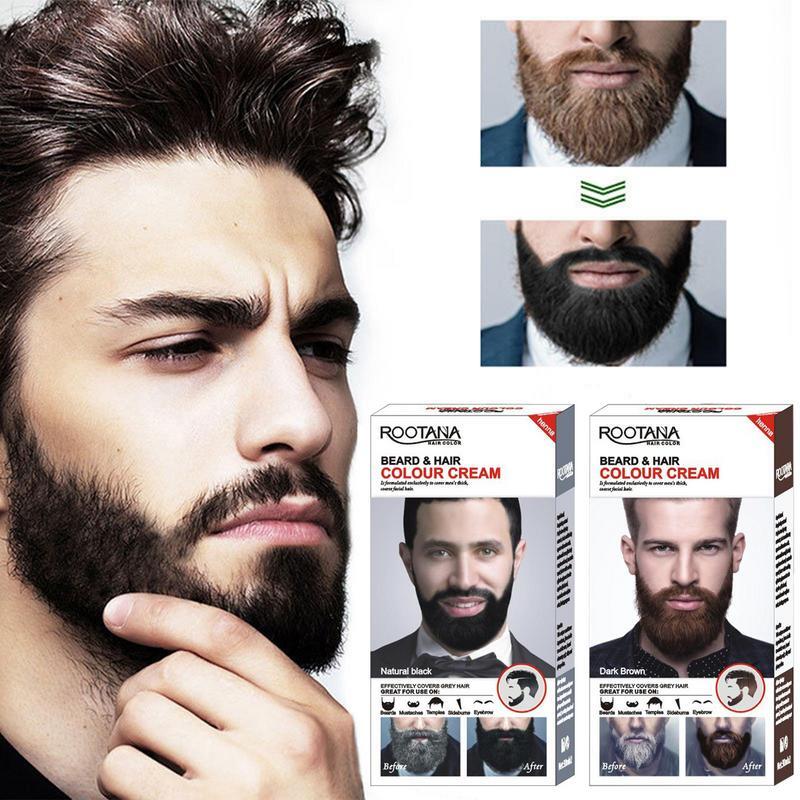 Nowe męskie czarny barwnik do brody w kolorze kremowego wąsatego barwiące brodę kremowe półtrwałe narzędzie do modelowania mody męskiej w kolorze czarno-brązowym