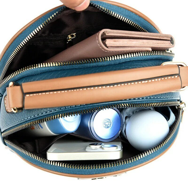 New Women's Bag Minimalist Handbag European and American Fashion Large Capacity Single Shoulder Crossbody Small Round Bag