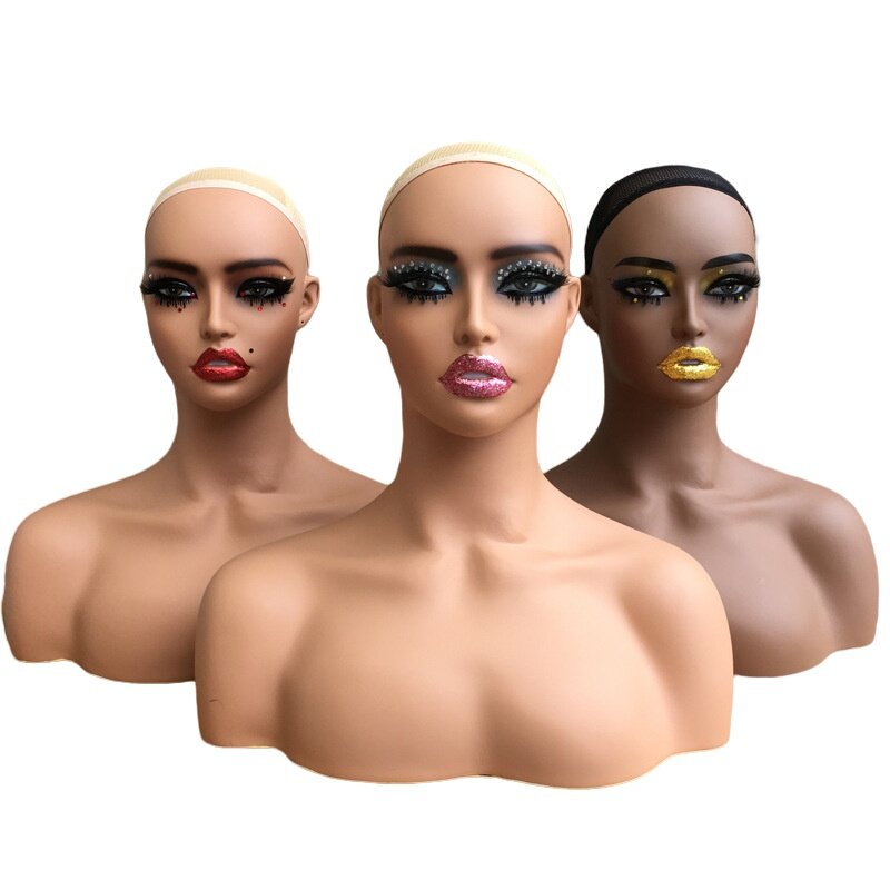 Tête de Mannequin Femme en PVC avec Tête DUNIHead Initiée pour Perruques et Présentoir de Colliers, Accessoire de Maquillage Européen et Américain