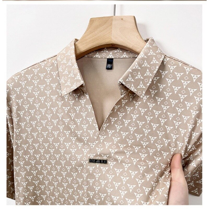 Рубашка-поло мужская с коротким рукавом, модная повседневная футболка, топ для средней молодежи, лето 2024
