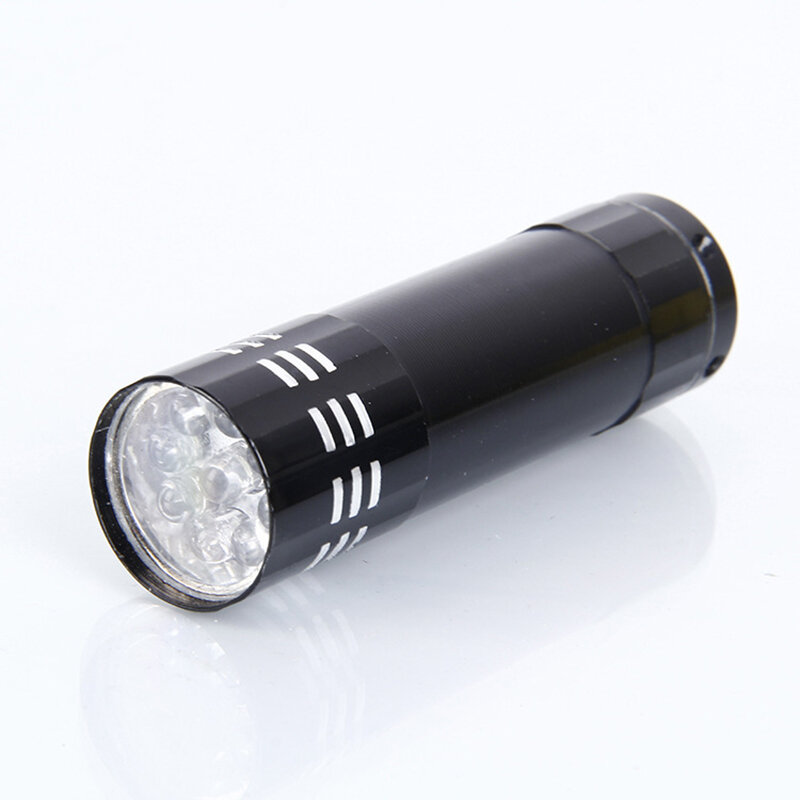 Mini 9 LED UV مصباح يدوي قوي المحمولة التخييم الشعلة فائقة السطوع ضوء فلاش مصباح UV395 التجفيف السريع مانيكير أدوات
