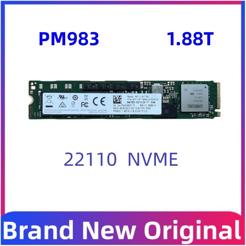 NEW PM983 1.92T 3.84T ssd solid-state drive 22110 nvme 1.88T protocol PCEI3.0 independent cache power-off protection For Samsung