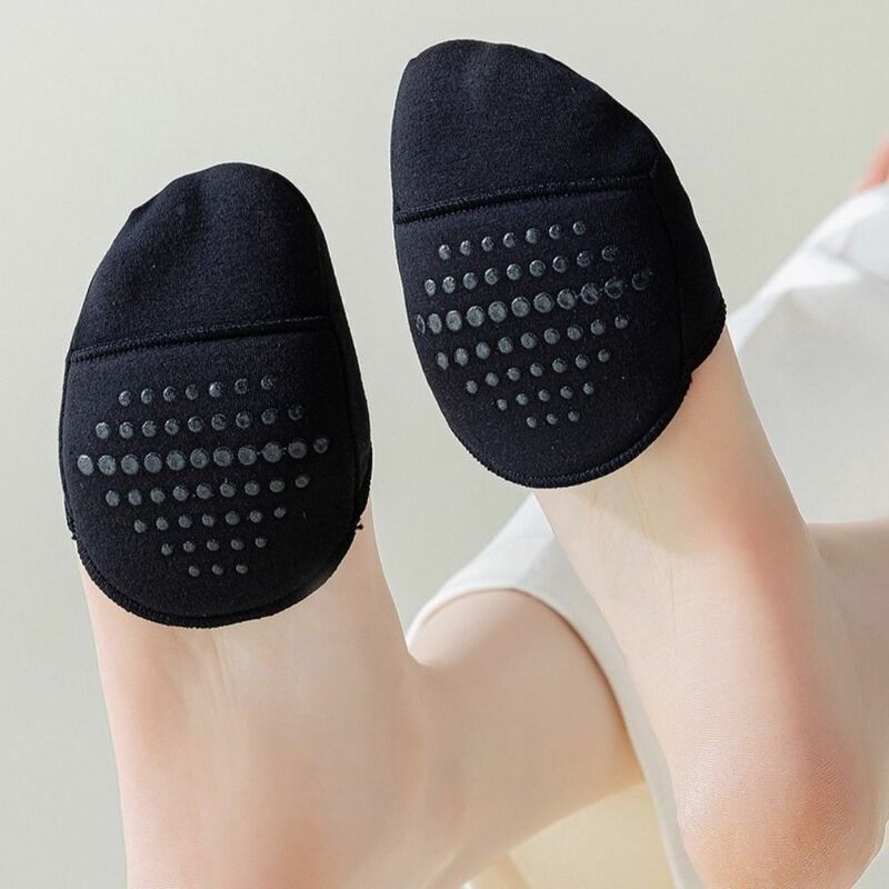 Meias de silicone para mulheres, respirável, invisível, elástico, meio pé, macio, algodão, meias