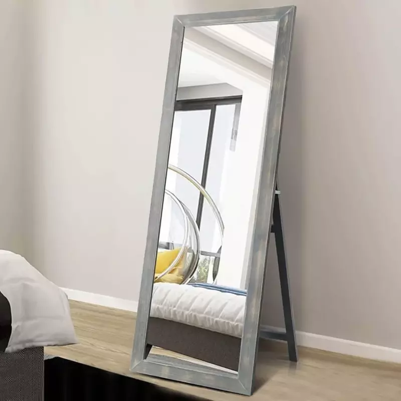 Полностью длинное напольное зеркало 65x22 дюйма, Деревенское высокое напольное зеркало, настенное зеркало, стоячее или прислоненное к стене, для спальни, бесплатная доставка